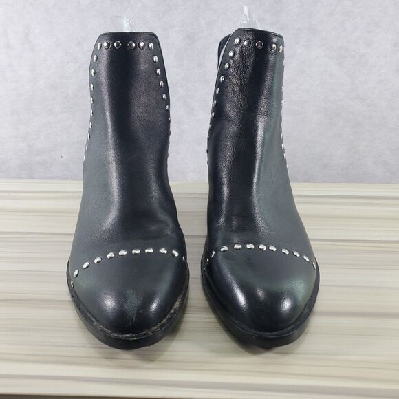 Sz 7 Steve Madden Conspire Booties Black Studs Studded Leather Ankle Boots - Picture 3 of 11
